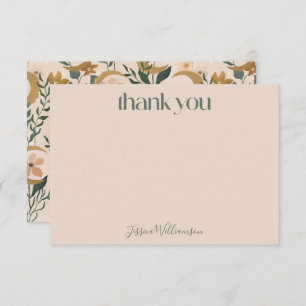Cartão De Agradecimento Chá de fraldas de Lua Floral Minúscula Boho Blush
