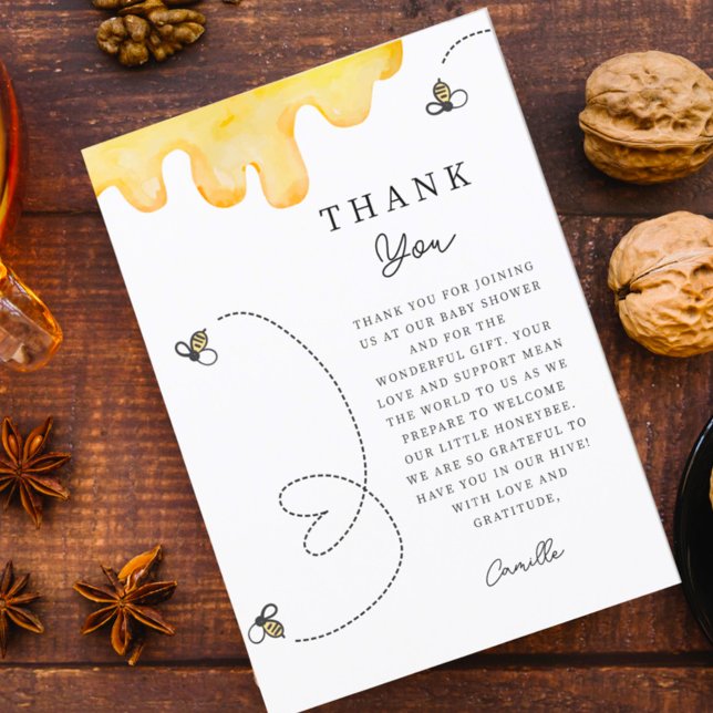 Cartão De Agradecimento Chá de fraldas de Mamãe-a-Abelha Muito Obrigado (Criador carregado)