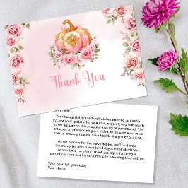 Cartão De Agradecimento Chá de fraldas de Menina Rosa-Rosa