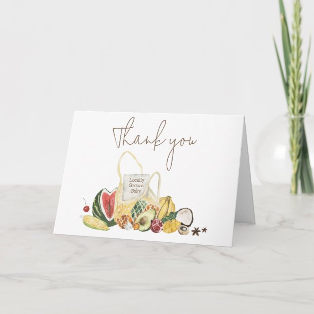 Cartão De Agradecimento Chá de fraldas De Mercado De Agricultores Cultivad (Frente)