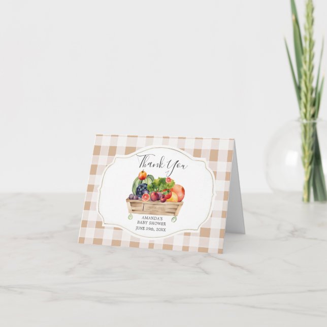 Cartão De Agradecimento Chá de fraldas de Mercado de Veggies Cultivados Lo (Frente)