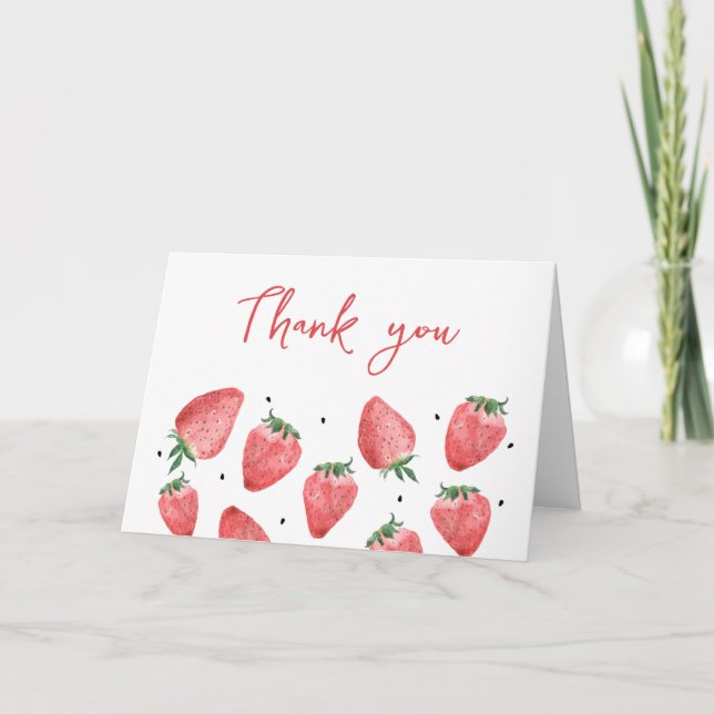 Cartão De Agradecimento Chá de fraldas de morango Berry Sweet (Frente)