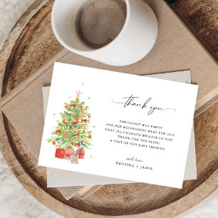 Cartão De Agradecimento Chá de fraldas De Natal De Aquarela Obrigado Cartõ