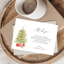 Chá de fraldas De Natal De Aquarela Obrigado Cartõ