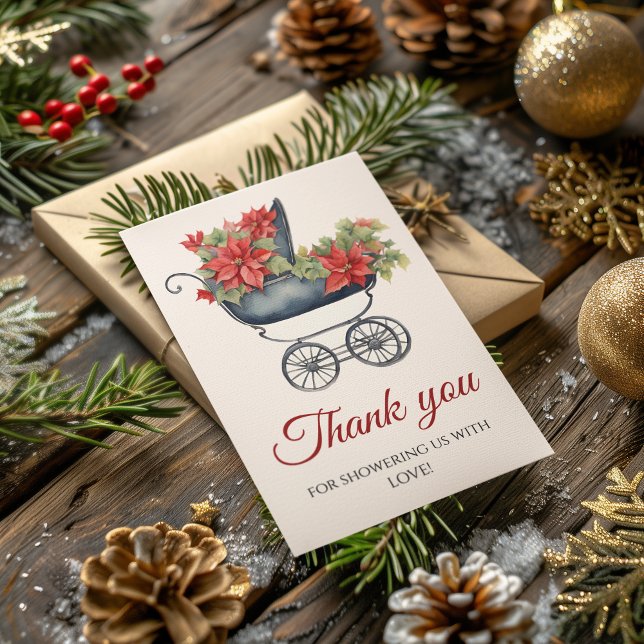 Cartão De Agradecimento Chá de fraldas de Natal Obrigado (Criador carregado)