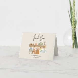 Cartão De Agradecimento Chá de fraldas De Nursera Watercolor Boho Obrigado