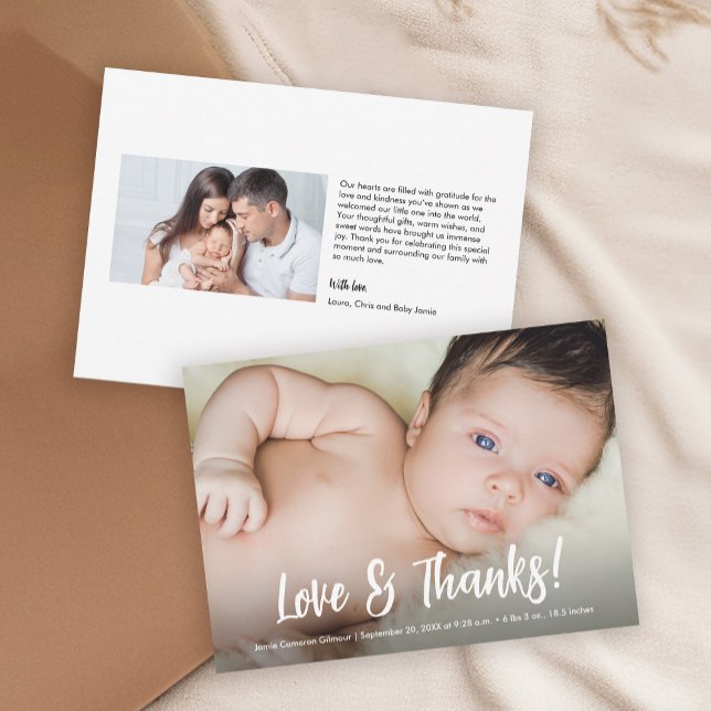 Cartão De Agradecimento Chá de fraldas de Obrigados e fotos personalizadas (Standard baby shower thank you card size photo card.)