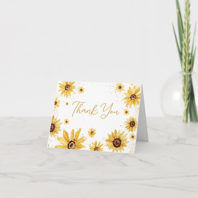 Cartão De Agradecimento Chá de fraldas de outono de Girassol (Frente)