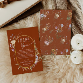 Cartão De Agradecimento Chá de fraldas de Outono Laranja Queimado