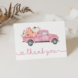 Cartão De Agradecimento Chá de fraldas de outono rosa-rosa-abóboro doce