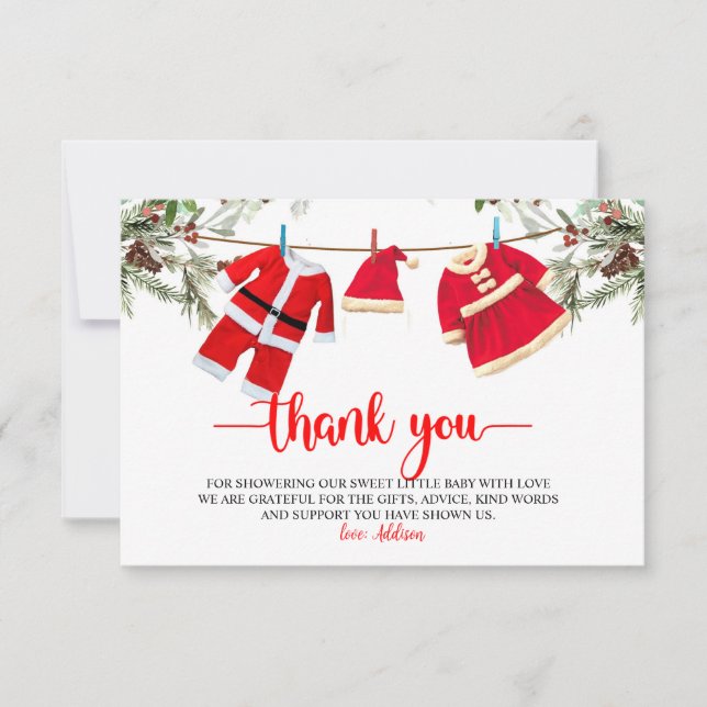 Cartão De Agradecimento Chá de fraldas de papais noeis, Chá de fraldas de  (Frente)