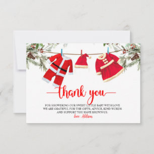 Cartão De Agradecimento Chá de fraldas de papais noeis, Chá de fraldas de