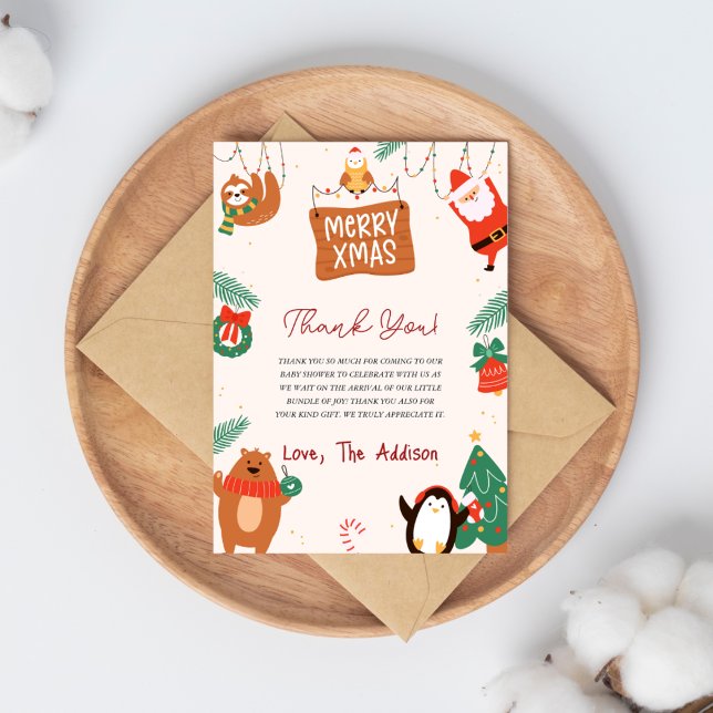 Cartão De Agradecimento Chá de fraldas de Papais noeis de Natal (Criador carregado)