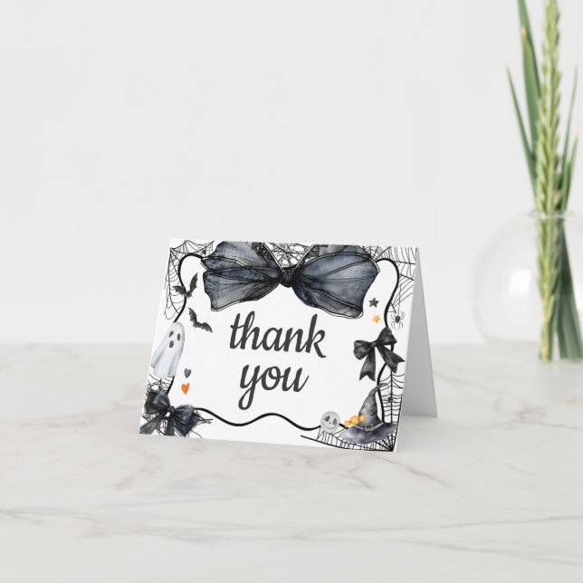 Cartão De Agradecimento Chá de fraldas de Pequeno Boo Spooky (Frente)