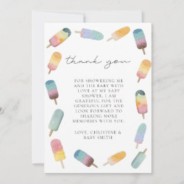 Cartão De Agradecimento Chá de fraldas de picolé de aquarela