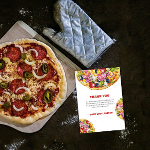 Cartão De Agradecimento Chá de fraldas de pizza com fatia de chic italiana