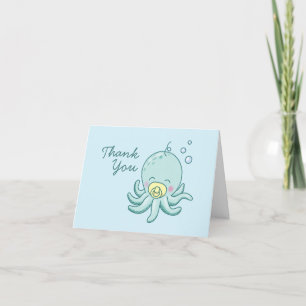 Cartão De Agradecimento Chá de fraldas de polvo bonito Kawaii Obrigado
