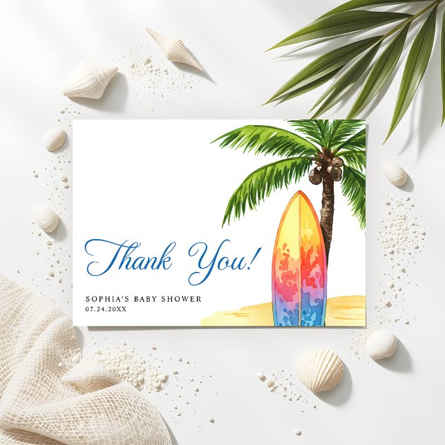 Cartão De Agradecimento Chá de fraldas de praia Conselho (Criador carregado)