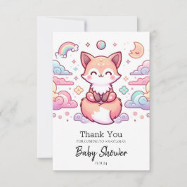 Cartão De Agradecimento Chá de fraldas de Raposa Encantado Simples