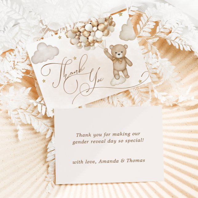 Cartão De Agradecimento Chá de fraldas De Revelação Do Sexo Do Urso Obriga (Criador carregado)