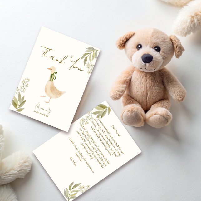 Cartão De Agradecimento Chá de fraldas de rimas de ganso (Goose nursery rhymes boho baby shower thank you cards)
