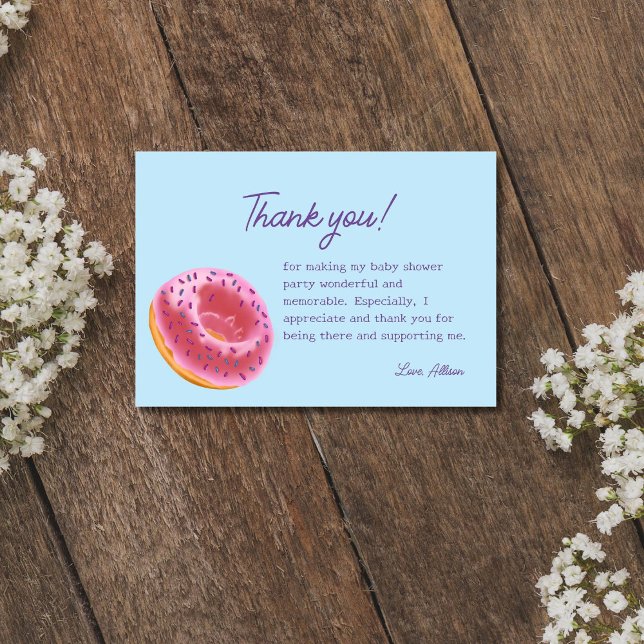 Cartão De Agradecimento Chá de fraldas de Rosquinha rosa-claro (Criador carregado)