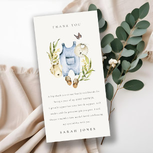 Cartão De Agradecimento Chá de fraldas de roupa de folhagem azul-escura