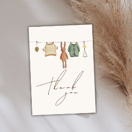 Cartão De Agradecimento Chá de fraldas de roupa minimalista do Boho Winter