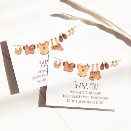 Cartão De Agradecimento Chá de fraldas De Roupas De Bebê Boêmia Obrigado