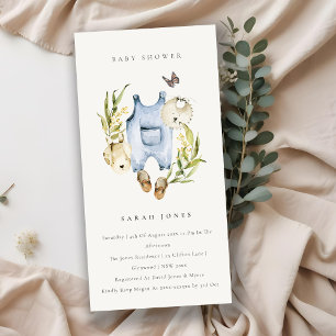 Cartão De Agradecimento Chá de fraldas de Roupas de Folhagem Azul