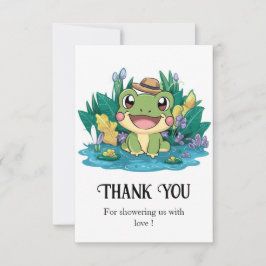 Cartão De Agradecimento Chá de fraldas de Sapo Bonito entonado