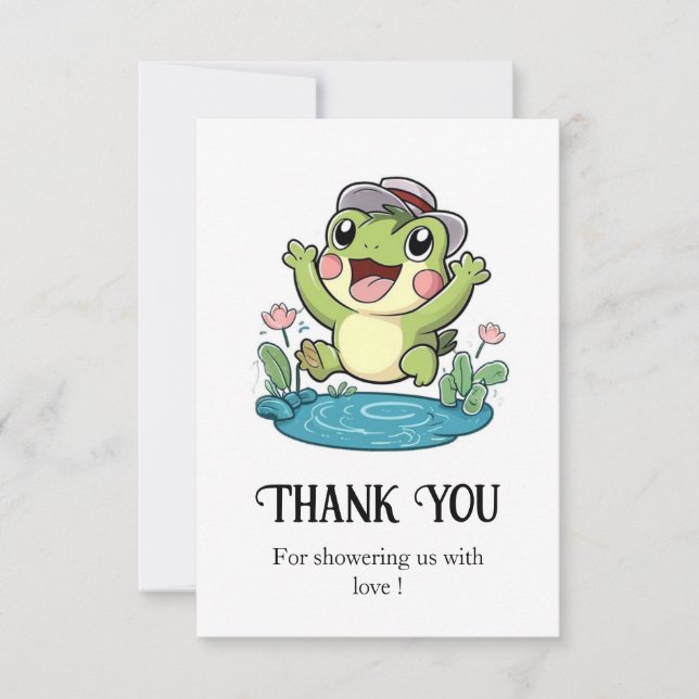 Cartão De Agradecimento Chá de fraldas de Sapo de Pastel Whimsical (Frente)