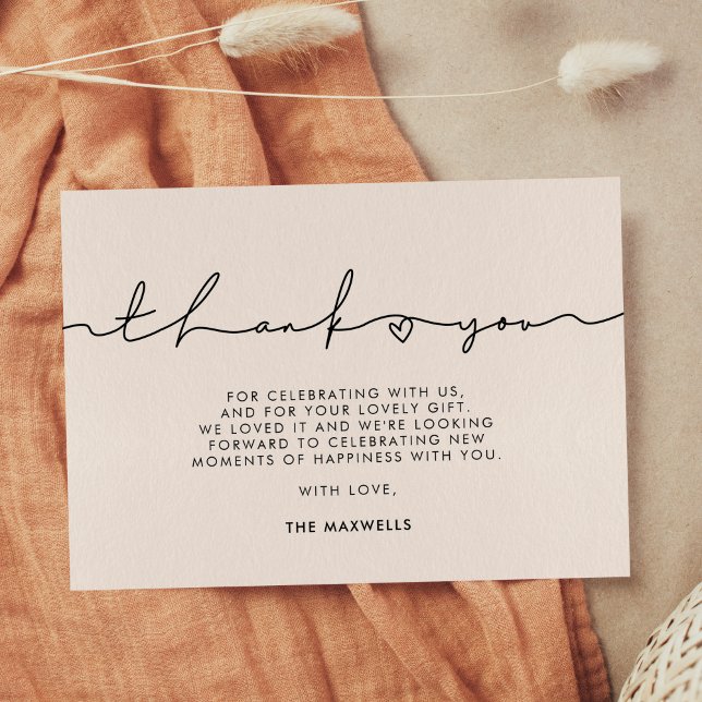 Cartão De Agradecimento Chá de fraldas de script branco (Criador carregado)