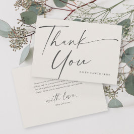 Cartão De Agradecimento Chá de fraldas de Script Elegante Moderno