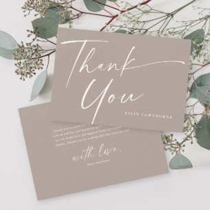 Cartão De Agradecimento Chá de fraldas de Script Elegante Moderno