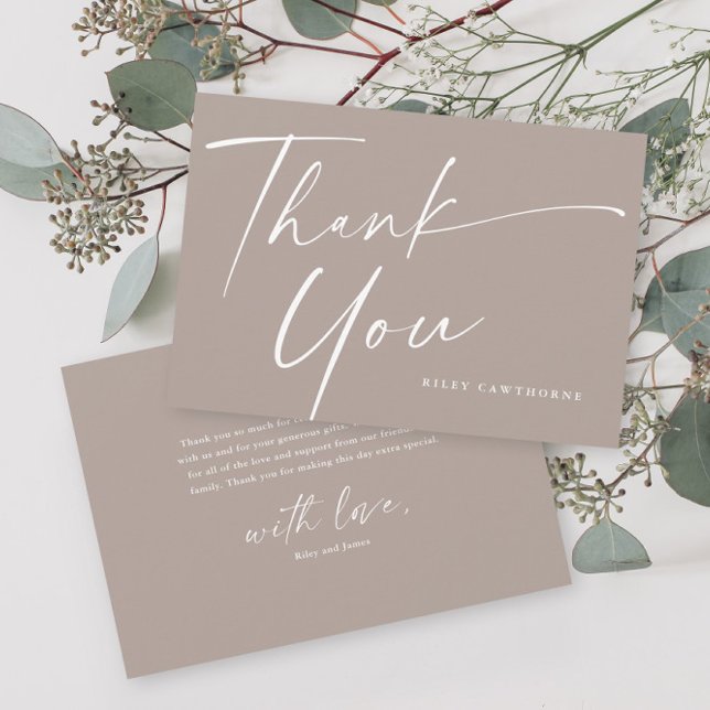 Cartão De Agradecimento Chá de fraldas de Script Elegante Moderno (Criador carregado)