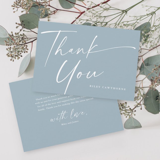 Cartão De Agradecimento Chá de fraldas de Script Elegante Moderno (Criador carregado)