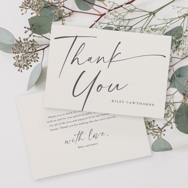 Cartão De Agradecimento Chá de fraldas de Script Elegante Moderno (Criador carregado)