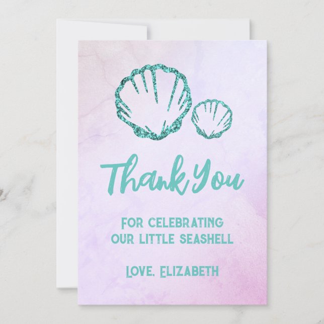 Cartão De Agradecimento Chá de fraldas de Seashell (Frente)