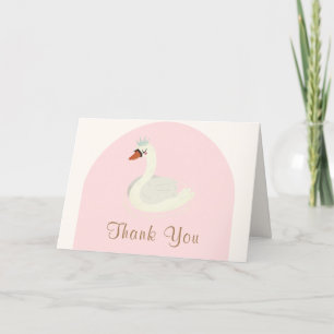 Cartão De Agradecimento Chá de fraldas de Swan, Princesa, Arch Boho, Cor d