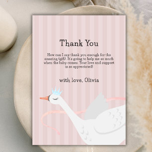 Cartão De Agradecimento Chá de fraldas de Swan, Princesa Cinzenta Moderna 