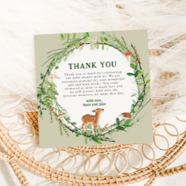 Cartão De Agradecimento Chá de fraldas de terra de madeira branca