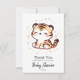 Cartão De Agradecimento Chá de fraldas de Tigre Encantado Bonito