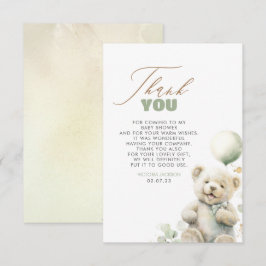 Cartão De Agradecimento Chá de fraldas De Urso Bonito, Obrigado