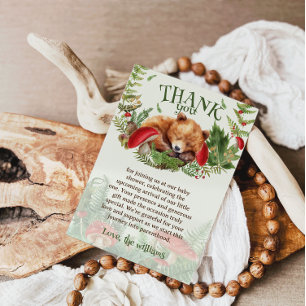 Cartão De Agradecimento Chá de fraldas De Urso Cinto Botânico Da Madeira