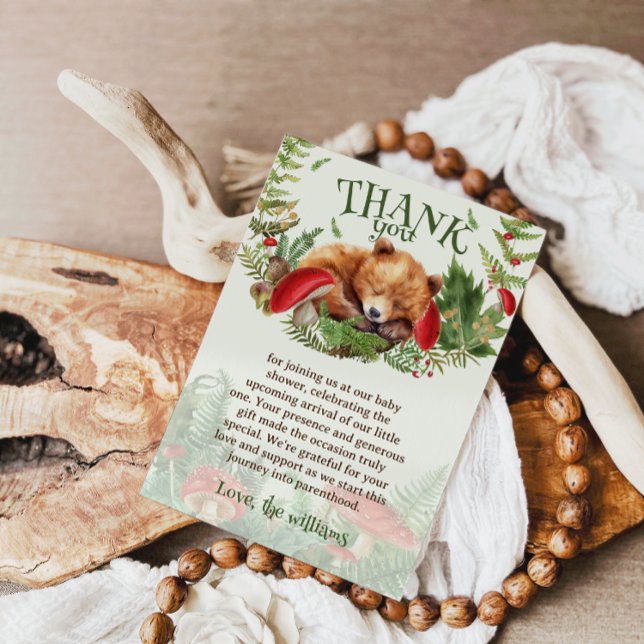 Cartão De Agradecimento Chá de fraldas De Urso Cinto Botânico Da Madeira (Criador carregado)