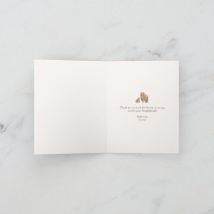 Cartão De Agradecimento Chá de fraldas de Urso da Madeira