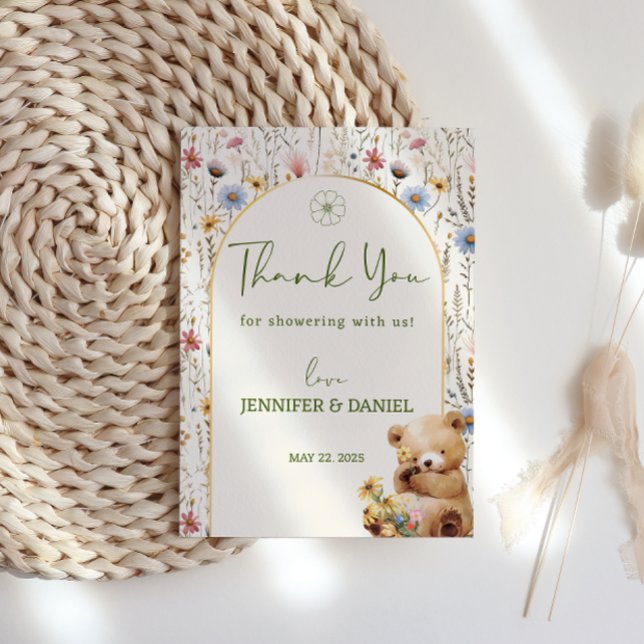 Cartão De Agradecimento Chá de fraldas de Urso de Pano Pálido (Criador carregado)