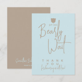 Cartão De Agradecimento Chá de fraldas de urso moderno minimalista