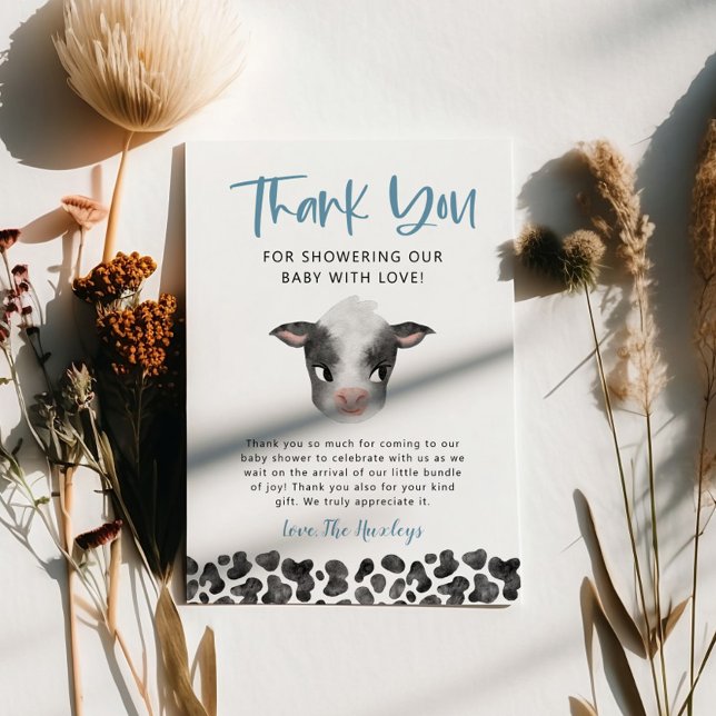 Cartão De Agradecimento Chá de fraldas de Vaca Russo (Criador carregado)